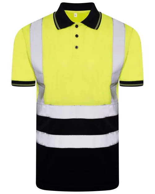 ISO 20471 Class 2 Polo Shirt Yellow/Navy